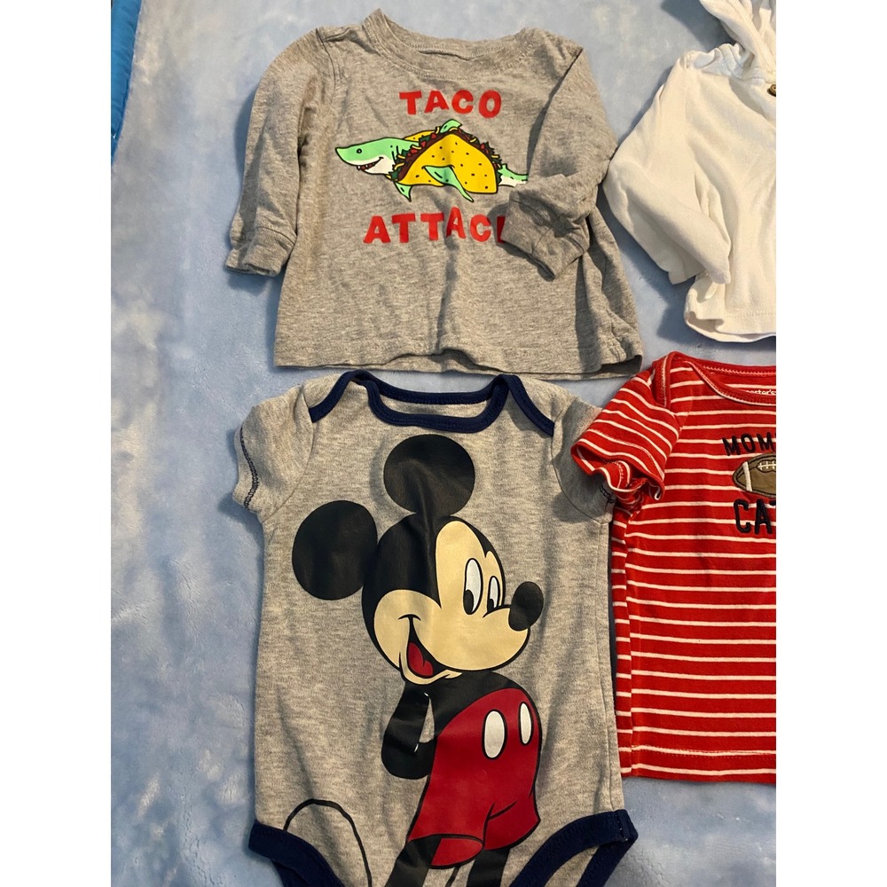 Carters Disney Baby Boy 6M Clothing Lot 8pc Mickey Mouse Sports Hooded Cardigan - Picture 2 of 7
